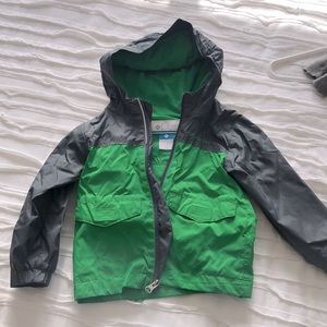 Columbia Green/Grey Fleece lined Rain Jacket 3t